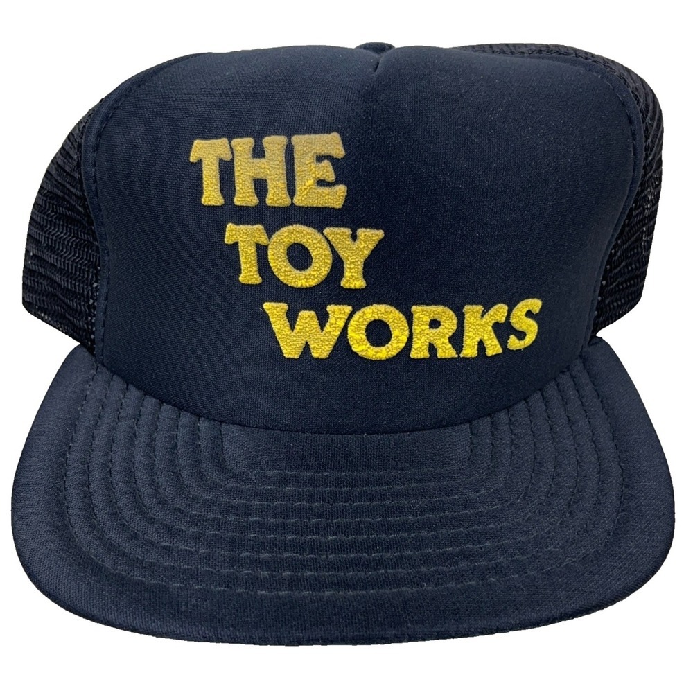 Vintage The Toy Works Trucker Hat Cap Snapback Black Mesh Store Puffy 90s Y2K